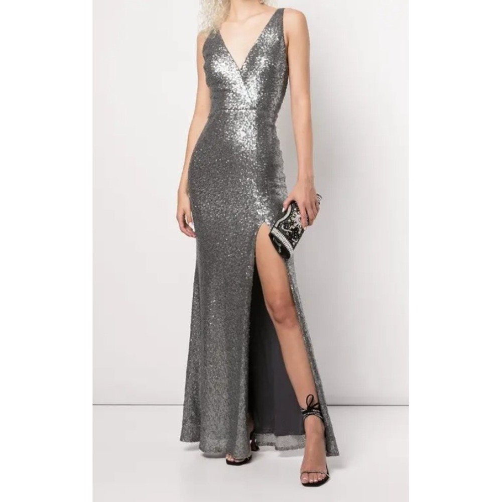 Marchesa Notte Bridesmaid Slim-cut sequin evening Gown dress Size‎ 6 Gala Prom